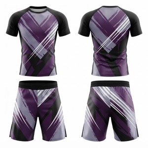 Men's MMA <b>Compression</b> Rash Guard Set <b>Black</b> Orange Sublimation Print Fitted Moisture Wicking Shorts and <b>Shirt</b> - Product Image 6