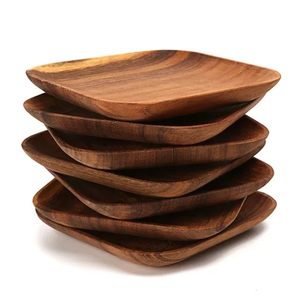 Plato de madera para servir pasteles y postres, cuadrado, 7 piezas, moderno, para uso en la cena. - Product Image 1