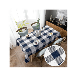 Classic Organic Cotton <b>Tablecloth</b> 60x108 Inches Beige <b>Striped</b> Embroidered GOTS Certified Durable for Holidays Gatherings Dining - Product Image 6