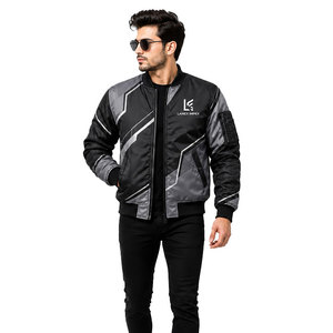 New Custom Men's Geometric Print Bomber <b>Jacket</b> Windproof <b>Zip</b> <b>Up</b> Flight <b>Jacket</b> Lightweight Polyester Casual Winter Coat OEM ODM - Product Image 2