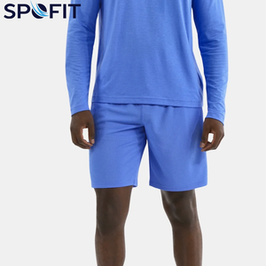 Shorts décontractés pour hommes les plus vendus, 100 % coton, motif uni, logo personnalisé, streetwear, cordon de serrage, poches latérales, shorts en maille unie - Product Image 2