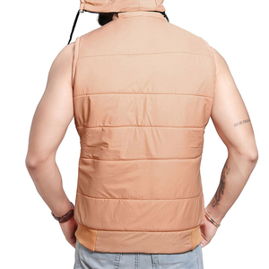 Chaleco Acolchado para Hombre, Color Beige, Cuello Alto, Resistente al Viento, Informal, con Cierre de Cremallera, Ropa de Invierno, Térmico - Product Image 3