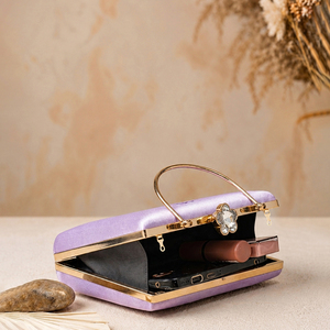 Pochette brodée florale lavande élégante pour femme – Idéale pour les soirées et les occasions festives - Product Image 4