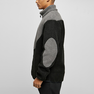 Veste en polaire sherpa contrastée noire et grise pour homme, col roulé, fermeture éclair, vêtement d'extérieur chaud pour l'hiver, style décontracté, OEM - Product Image 6