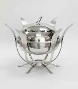 Cazuela Negra Premium con Soporte Decorativo de Hojas Metálicas, Calentador de Comida para Bodas y Banquetes - Product Image 6