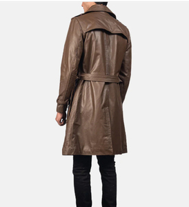 <b>Men's</b> High Quality Leather <b>Long</b> <b>Coat</b> with Button Decoration Stylish Year-Round Wear for Comfort for Winter - Product Image 3