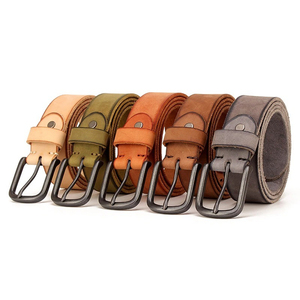 Ceinture en cuir de vache marron avec boucle rectangulaire en fer, style décontracté et durable - Product Image 5