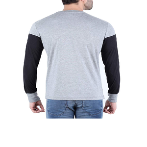 Camisetas de Manga Larga para Hombre, Lisas, de Alta Calidad, Estilo Vintage, Color Negro/Gris, Personalizables - Product Image 2