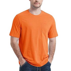 Camisetas de Hombre de Color Naranja, de Poliéster/Algodón, con Estampado Personalizado, Bolsillos en el Pecho, Manga Corta, Transpirables, de Secado Rápido, para Uso Casual de Verano - Product Image 3