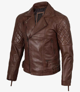 Veste bomber en cuir de vachette de haute qualité sur mesure en gros, marron vintage, coupe slim, pour homme, veste en cuir d'hiver pour homme - Product Image 5