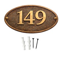 Plaque de numéro de maison ovale en laiton, faite à la main, couleur personnalisable, avec vis de fixation et chevilles, panneau de porte moderne pour entrée