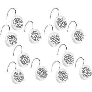 Classic Luxury 12pc Bathroom Shower <b>Curtain</b> Set Unique Design Fabric <b>Curtains</b> with 12 <b>Hooks</b> - Product Image 4