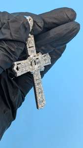 Colgante de Diamantes Cruzados, Colgante Hip Hop, Colgante de Plata 925 con Incrustaciones de Diamantes, Colgante de Moda para Raperos, Colgante Bling, Colgante de Fe Cristiana - Product Image 6