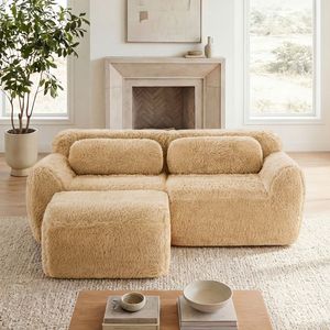 Divano a L Ergonomico Senza Struttura in Tessuto Morbido e Soffice, Spugna ad Alta Densità 32D, Chaise Longue Senza Necessità di Montaggio per Soggiorno - Product Image 1