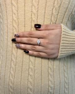 Half <b>Moon</b> Cut Lab Grown Diamond 925 silver Wholesale OEM Fine Jewelry Manufacturer Supplier High Demand Radiant Trio <b>Ring</b> - Product Image 1