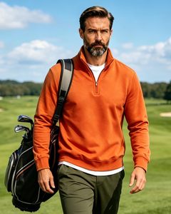 Sudadera con cremallera de cuarto de cuello para hombre, de felpa francesa gruesa, 100% algodón, lisa, estilo urbano, con logotipo personalizado, venta al por mayor - Product Image 3