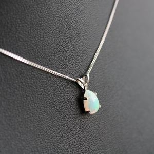 Natural Opal Pear Teardrop <b>Charm</b> Pendant Necklace 925 Sterling <b>Silver</b> Dainty Luxury Jewelry October Birthstone Gift Women - Product Image 4