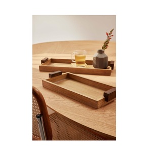 Bandejas de madera natural para servir té o café, disponibles en formas redondas y rectangulares. - Product Image 1