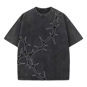 Top Arrival Oversized Front Acid Wash Graphic T-Shirt Screen Printed 100% Cotton Breathable Eco-Friendly Streetwear Apparel 280g - Product Image 3