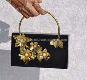 Sac à main en résine artisanale avec poignée en laiton, finition polie, couleurs personnalisées, designs traditionnels, mode de fête, mariage, art - Product Image 6