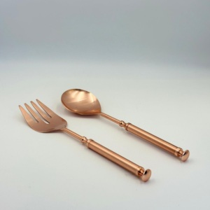 Stainless Steel Salad Server with <b>Copper</b> Finish Set Elegant Handcrafted <b>Handle</b> Serving for <b>Kitchen</b> Dining and Entertaining - Product Image 3