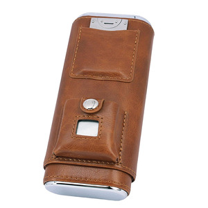 Elegante estuche de cuero para cigarros con cortador integrado y protección, billetera con cortador incorporado y acabado en cuero, a la venta a bajo precio. - Product Image 4