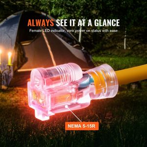 25 Feet <b>Heavy</b> <b>Duty</b> 15-Amp Generator <b>Extension</b> <b>Cord</b> 5-15P/5-15R STJW Flexible Power Cable Twist Lock Connectors 125V Power - Product Image 5