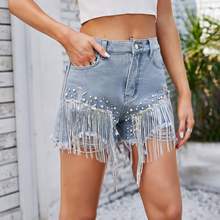 High Quality Cotton Comfortable Wear OEM Manufacturer Women's Plus Size Hot Fashion Versatile High <b>Stretch</b> Slim-fit <b>Denim</b> Shorts - Product Image 2