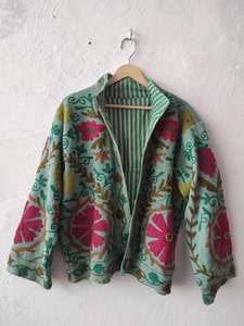 Veste en coton Suzani brodée à la main : Manteau d'hiver - Product Image 2