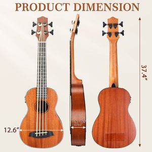 Ukelele bajo de 30 pulgadas con ecualizador, cuerpo de caoba y accesorios: altavoz, funda de algodón, capo, correa, púas (3), llave de ajuste. - Product Image 4