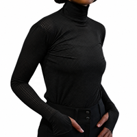 TESSUTO – Haut de chevaletage à manches longues pour femme, imprimé personnalisé, séchage rapide, extensible, en maille Spandex/Polyester, col roulé, 240g