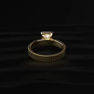 Radiant Cut Ridged Labgrown Diamond Band IGI Certified Dual Tone Engagement <b>Ring</b> for Men Buy Direct From <b>Indian</b> Trusted Supplier - Product Image 5