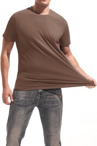 T-shirts personnalisés à logo frontal pour hommes, coupe classique, col rond – 100 % coton toile respirant, anti-plis, 220 g, vente en gros à bas prix - Product Image 2