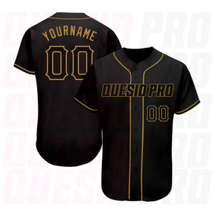 Maillots de baseball personnalisés vierges en gros, maillots de baseball et de softball par sublimation, maillot de baseball noir et or vieilli authentique - Product Image 1
