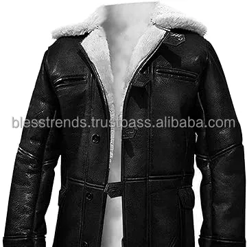 Cappotto in shearling di nuovo stile professionale realizzato cappotto in pelle da uomo di alta qualità/cappotto in pelle da uomo di colore solido di vendita caldo