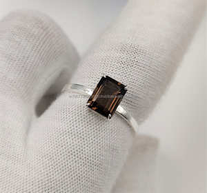 Bague en argent Sterling 925, bague faite à la main, grande bague en pierre, bague en pierre taillée émeraude, bague de mariage, cadeau d'anniversaire pour elle - Product Image 3