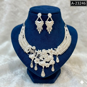 Conjunto de Collar y Pendientes de Flor Chapados en Oro de 24K para Mujer, Joyería Clásica para Boda, Aleación A-23245 - Product Image 2
