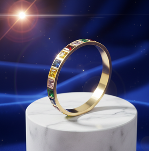 Bracelet élégant pour femme en argent 925 plaqué or 18 carats avec pierres multicolores carrées de 7 mm, 20 grammes, bracelet en pierres précieuses colorées - Product Image 4