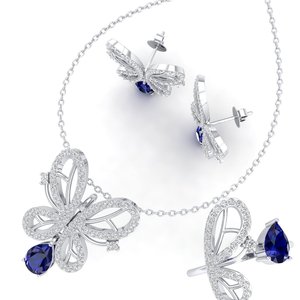 REYES Prix de Gros – Parures de Bagues en Argent Sterling 925 avec Saphir Bleu Taille Poire de 1,94 Carat pour Femme, Bijoux Fins en Moissanite - Product Image 2