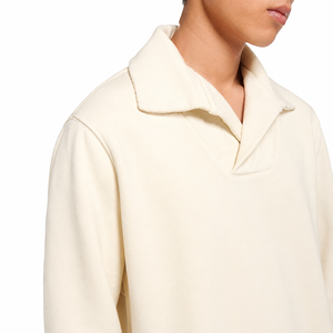 Sweat-shirt à col châle surdimensionné pour homme, couleur unie, coton, tissu molletonné français, style minimaliste, vêtements d'automne - Product Image 3