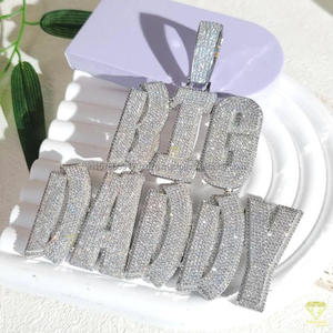Luxury Lab Grown Diamond " ANGEL " Letter Pendant With Cuban <b>Chain</b> Full <b>Iced</b> <b>Out</b> Hip Hop Necklace Jewelry - Product Image 5