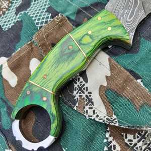 มีดล่าสัตว์เหล็กดามัสกัสคุณภาพสูง งานแฮนด์เมดสั่งทำพิเศษ ด้ามไม้ ขนาด 4 นิ้ว ขายดี - Product Image 4