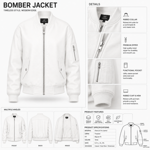 Blouson de moto blanc pour femme en cuir véritable imperméable réversible écologique col montant manches longues poche plaquée fermeture éclair - Product Image 5