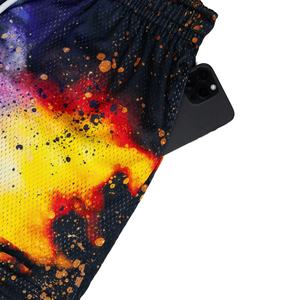 Men's Mesh Panel Training Shorts Breathable Quick Dry Premium Athletic Shorts with Reflective Printing <b>Strips</b> for Night Running - Product Image 2