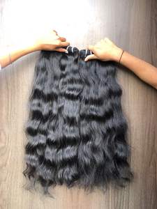 Cabello Remy Virgen Sin Procesar de Exportación, la Mejor Calidad, Cabello Humano Virgen Indio de un Solo Donante, Negro Azabache, Ondulado Natural, Doble Trama a Máquina, 100g - Product Image 5