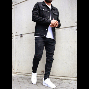 Vestes en jean respirantes pour hommes avec logo personnalisé, style urbain, 100 % coton, grandes tailles, service OEM - Product Image 5