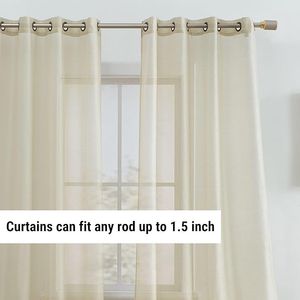 Set di 2 Pannelli Tenda a Voile Semitrasparente Beige con Occhielli, 137 cm L x 213 cm L, per Camera da Letto e Soggiorno - Product Image 6