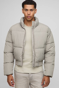 Veste d'hiver matelassée surdimensionnée personnalisée de haute qualité avec col montant et logo frontal pour hommes - Product Image 4