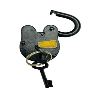 Cadenas antique en fer noir avec 2 clés vintage, robuste, finition rustique décorative pour portes, armoires, coffres, portails, décoration intérieure - Product Image 6