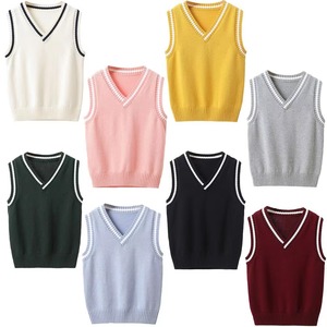 Gilet sans manches en tricot 100 % coton personnalisé pour écoliers, style uniforme scolaire britannique, vente en gros - Product Image 1